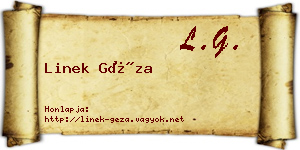 Linek Géza névjegykártya